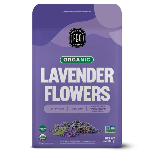 Organic Lavender Flowers Dried | Perfect for Tea, Baking, Lemonade, DIY Beauty, Sachets & Fresh Fragrance | 100% Raw from France | Large 4Oz Resealable Kraft Bag | by