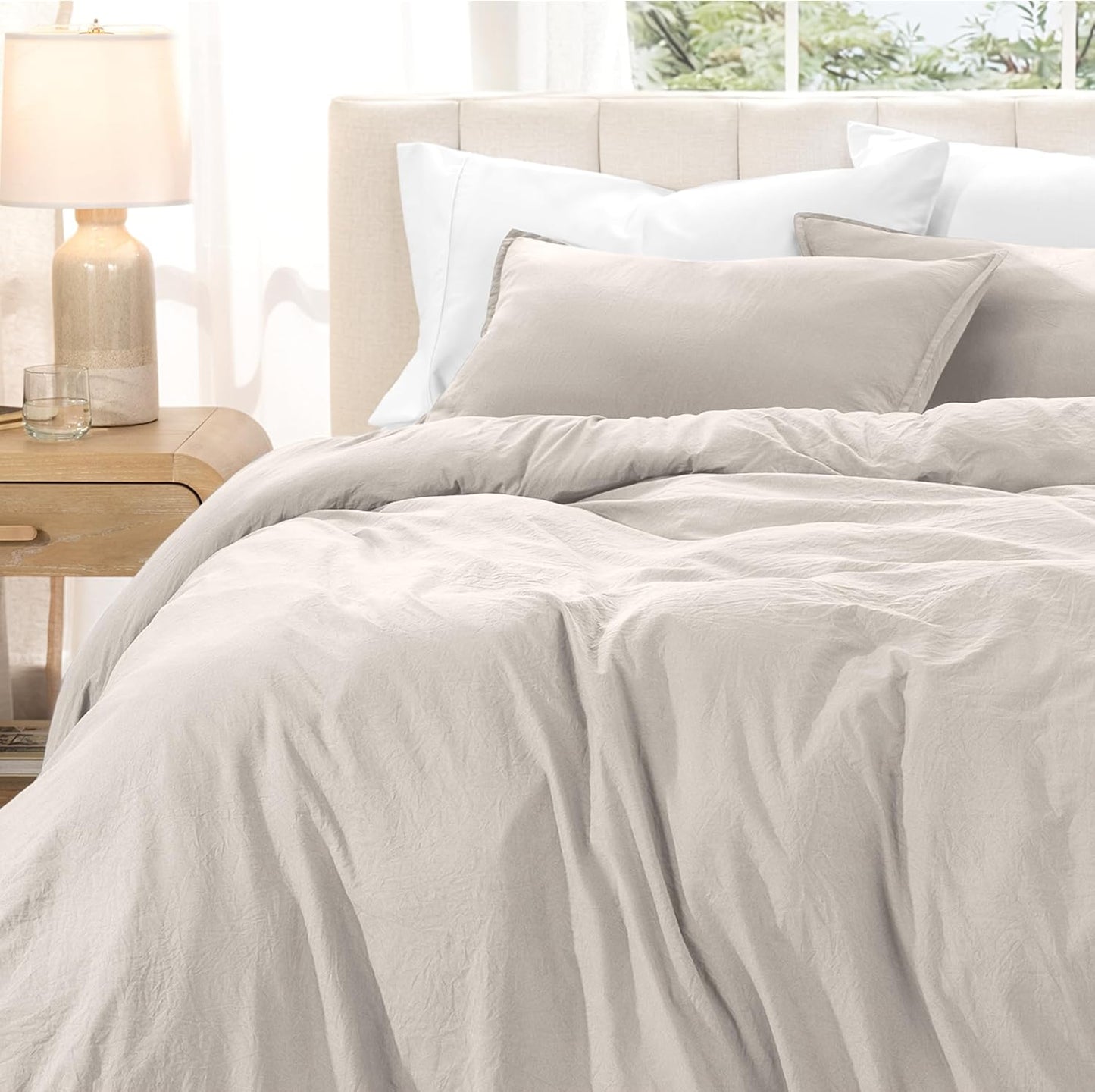 Sandwashed Duvet Cover Twin Size/Twin XL Size - Premium 1800 Collection Duvet Set - Cooling Duvet Cover - Super Soft Duvet Covers (Twin/Twin XL, Sandwashed Fog)