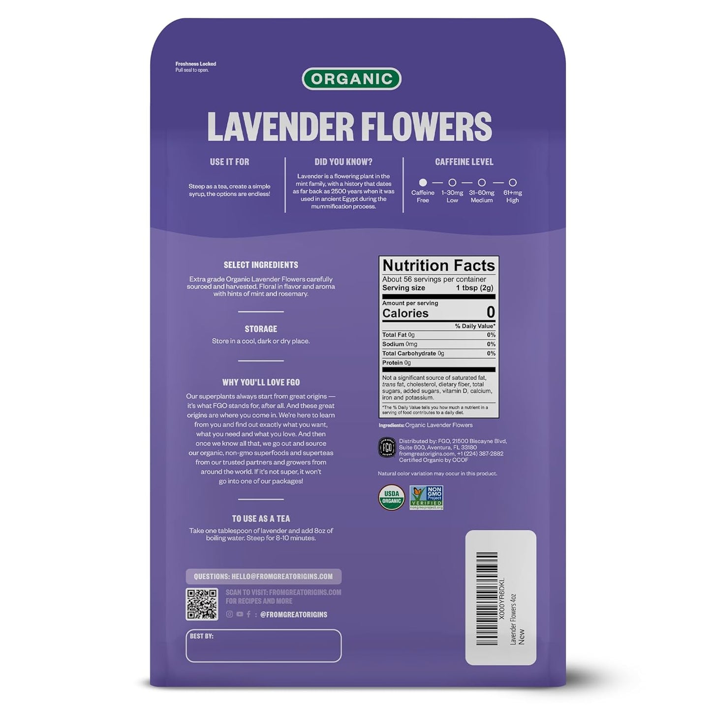 Organic Lavender Flowers Dried | Perfect for Tea, Baking, Lemonade, DIY Beauty, Sachets & Fresh Fragrance | 100% Raw from France | Large 4Oz Resealable Kraft Bag | by